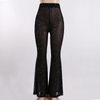 Women Fashion Sexy Solid Color Mesh See-Through Sequined Flared Pants