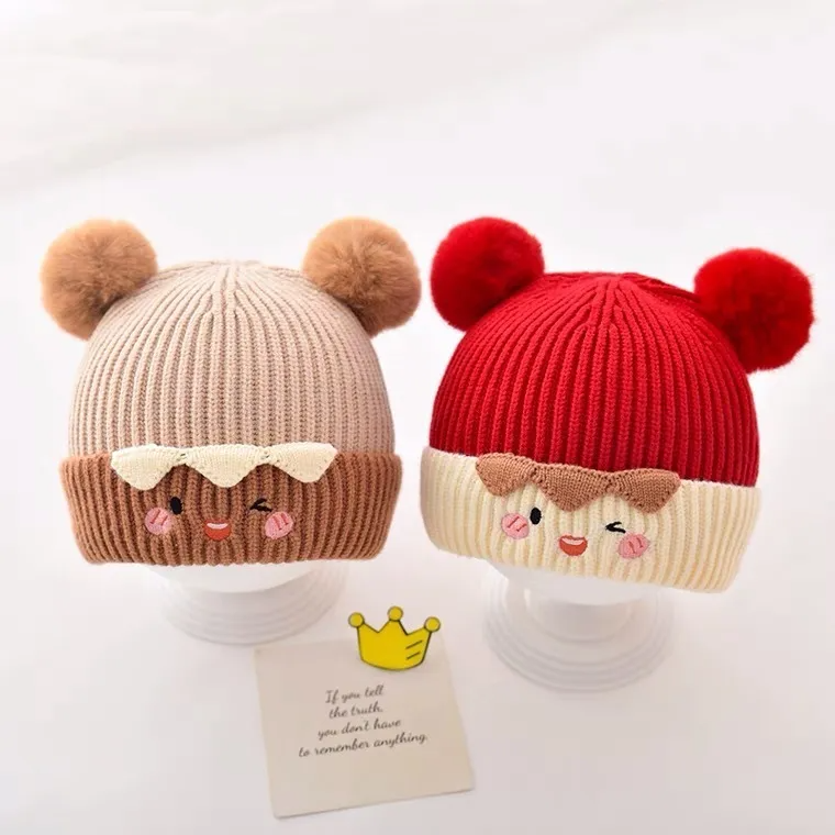 (Buy 1 Get 1) Kids Autumn Winter Casual Cute Fur Ball Knitwear Hat