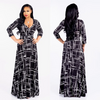 Women Ramadan /Eid Fashion Casual Printed V-Neck Long Sleeve Dress