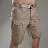 Men Casual Outdoor Solid Color Multi-Pocket Mid-Waist Plus Size Loose Shorts