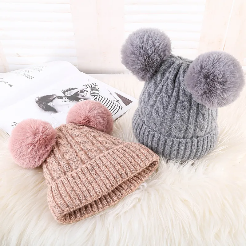 (Buy 1 Get 1) Women Plush Winter Knitted Fluffy Ball Warm Hats