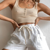 Women Fashion Casual Basic Solid Color Drawstring Waist Lace-Up Shorts