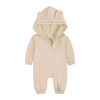 Kids Baby Boys Girls Autumn Winter Casual Cute Solid Color Bear Long Sleeve Hooded Jumpsuit