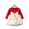 Baby Girls Fashion Casual Floral Bow Mesh Long Sleeve Round Neck Dress