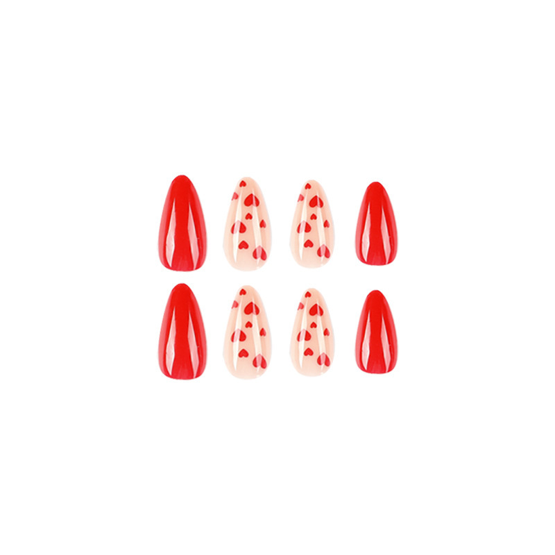 ( Buy 1 Get 2 ) Valentine Day Women Fashion Red Little Love Wearable False Nails