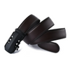 Men Fashion Casual Business Solid Color Leather Cowhide Metal Buckle Belt