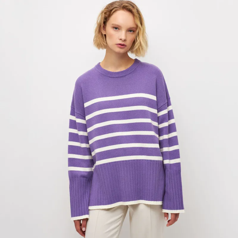 (Buy 1 Get 1 ) Women Fashion Casual Stripe Round Neck Sweater