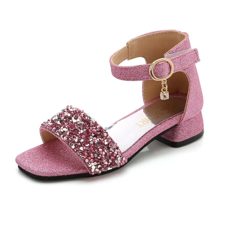 Children Kids Baby Fashion Girls Sequins Princess Low Sandals Shoes