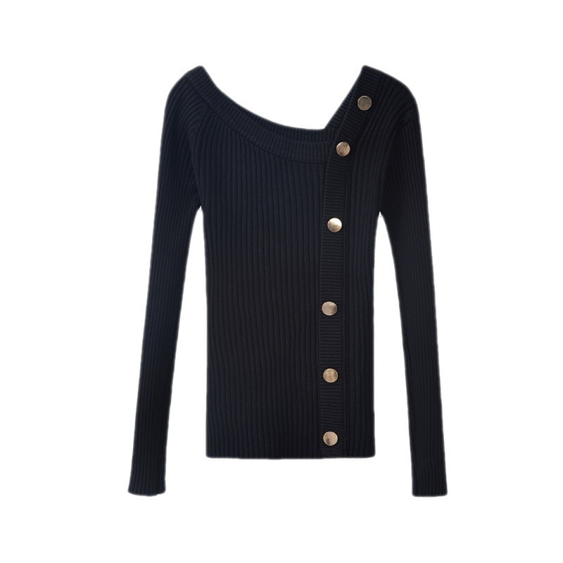 Women Fashion Slim Solid Color Base Knit Sweater