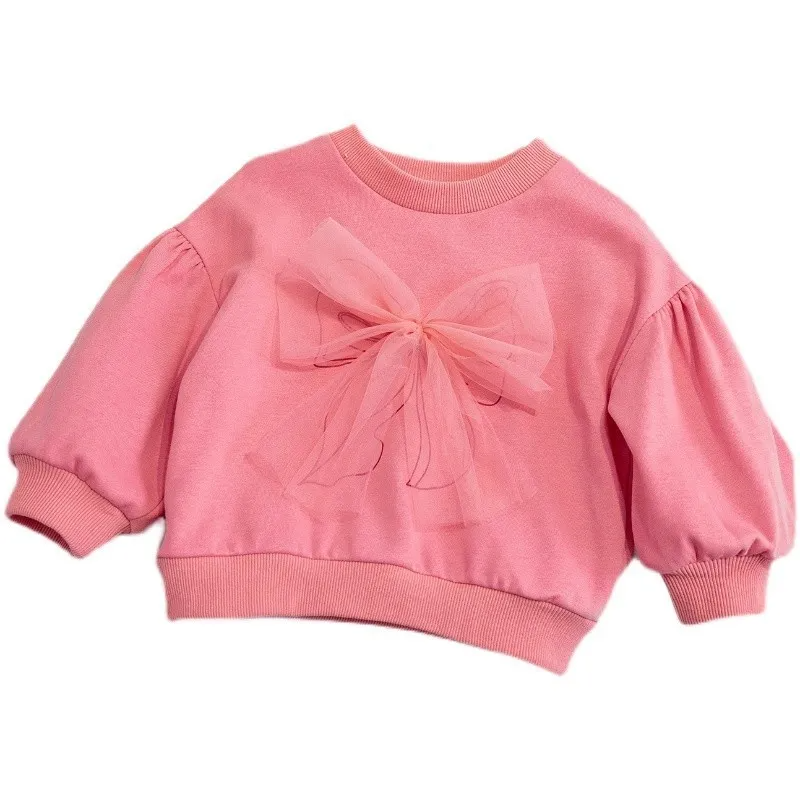 Kids Toddler Girls Fashion Cute Bow Pullover Long Sleeve Sweatshirt