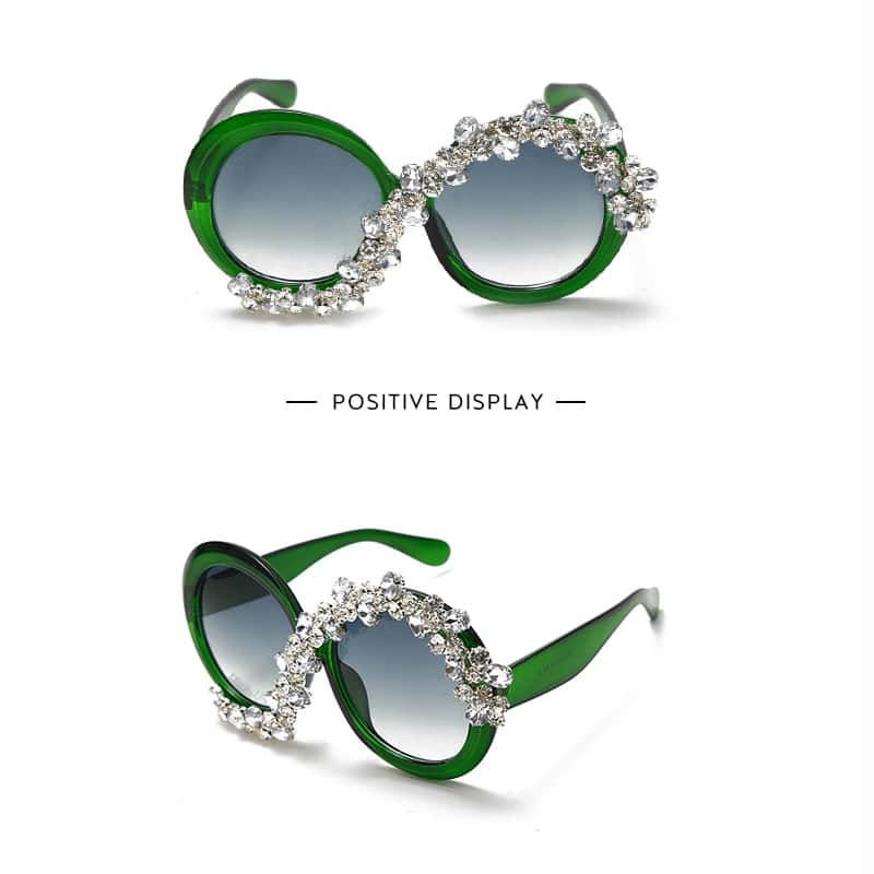 Exaggerated Round Big Frame Design Rhinestone Decoration Sunglasses