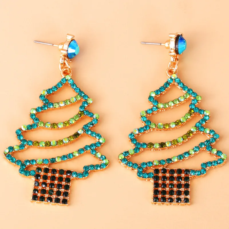 (Buy 1 Get 1) Women Fashion Cartoon Christmas Tree Diamond Alloy Earrings