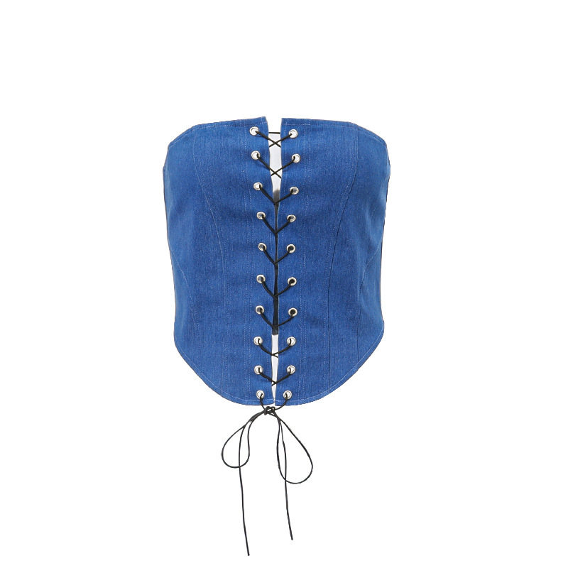 Women'S Fashion Sexy Bandage Denim Tube Top