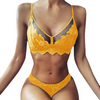 Women Lace Lingerie Solid Color Lace Mesh Patchwork Bra Panties Set