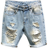 Men Old Craft Fashion Loose Comfortable Washed Ripped Denim Shorts