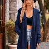 Women Winter Autumn Casual Long Sleeve Solid Color Hooded Knitted Sweater Cardigan