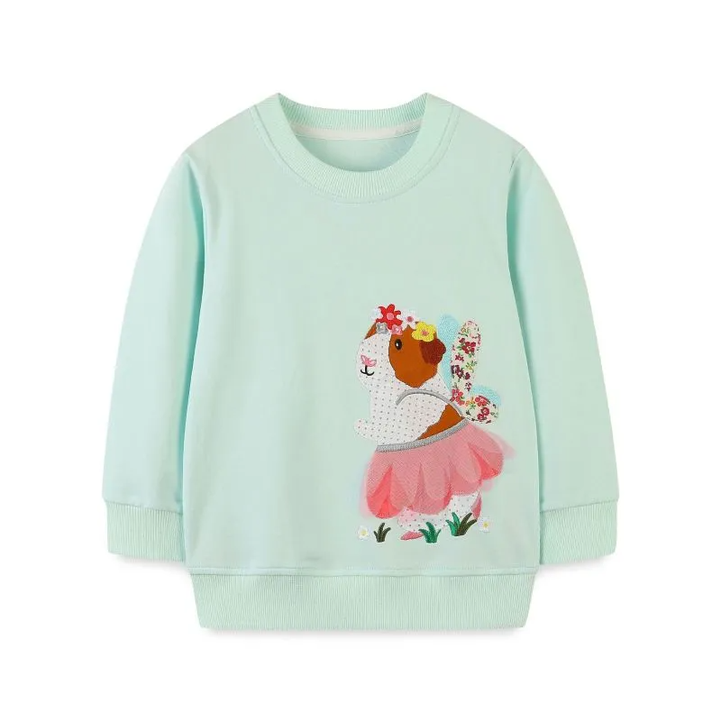 Kids Toddler Girls Autumn Winter Fashion Casual Cute Embroidery Cartoon Puppy Print Round Neck Sweatshirts