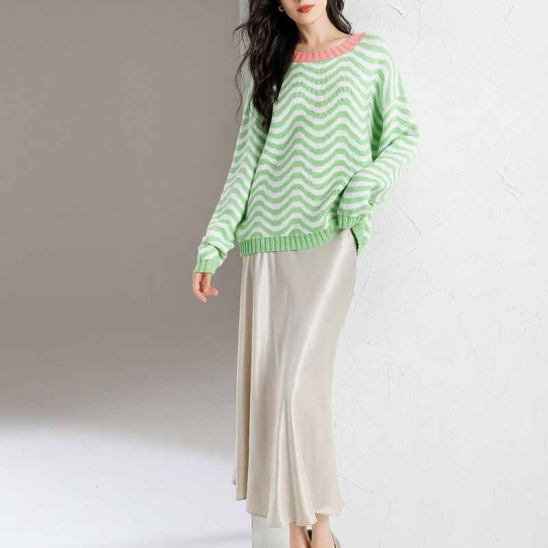 Women Fashion Simple Green Knitted Sweater