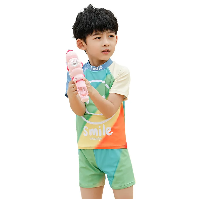 Children Kids Baby Fashion Boys Smiling Face Print Swimsuit