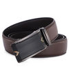 Men Fashion Casual Business Solid Color Leather Automatic Metal Buckle Belt