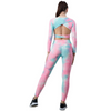 2 pieces Women'S Tie Dye Long Sleeve Backless Jacquard Fitness Bubble Yoga Clothes 2-Piece Set