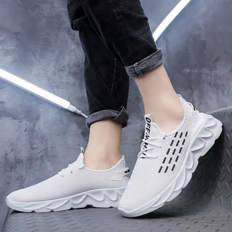 (Buy 1 Get 1) Men Casual Stripe Versatile Ventilated Mesh Cloth Lace-Up Platform Sports Shoes