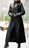 Women Fashion Solid Color PU Long Coat