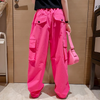 Kids Teen Girl Casual Solid Color Multi-Pocket Cargo Pants