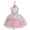 Kids Toddler Girls Fashion Party Cute Sweet Color Matching Embroidery Bow Pleated Sleeveless Mesh Party Tutu Dress