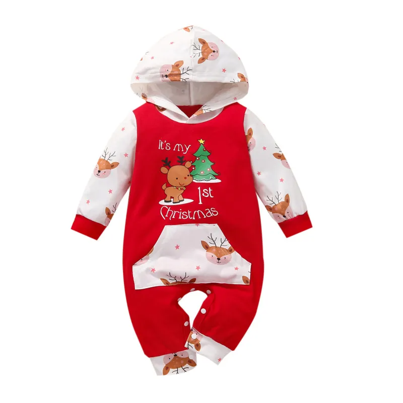 (Buy 1 Get 2) Kids Baby Boys Girls Fashion Casual Cute Christmas Long Sleeve Trousers Hooded Romper