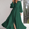 Women Ramadan /Eid Fashion Casual Solid Color Creased Long Sleeve Maxi Dress