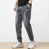 Men Fashion Casual Simple Solid Color Slight Commuter Straight Pants Ripped Jeans