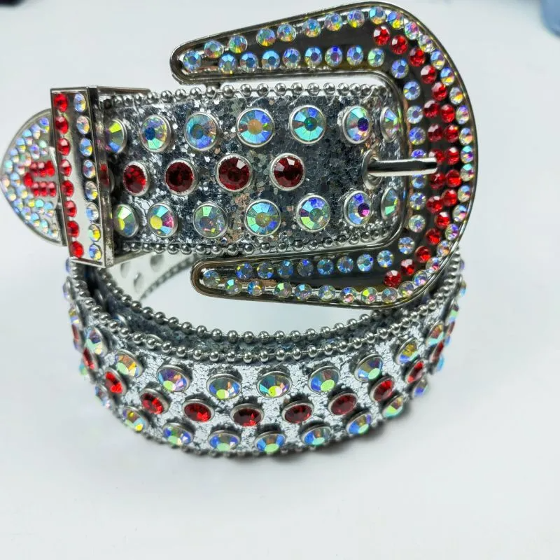 Women'S Fashion Casual Personality Rhinestone Sequin Alloy Pin Buckle Wide Belt