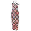 Women'S Fashion Sexy Knitted Geometry Printed Backless Halter Neck Dress