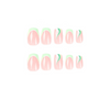 ( Buy 1 Get 2 ) Women Fashion Green And White Stitching Wavy Wearable False Nails