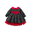 Kids Toddler Girls Fashion Casual Christmas Lapel Long Sleeve Plaid Dress