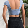 Women Fashion Sexy Backless Denim Cropped Top