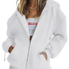 (Buy 1 Get 1) Women Casual Loose Zipper Long Sleeve Hooded Sweatshirt Jacket