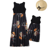 Fashion Summe Rvacation Floral Print Mother And Daughter Splicing Maxi Family Dress