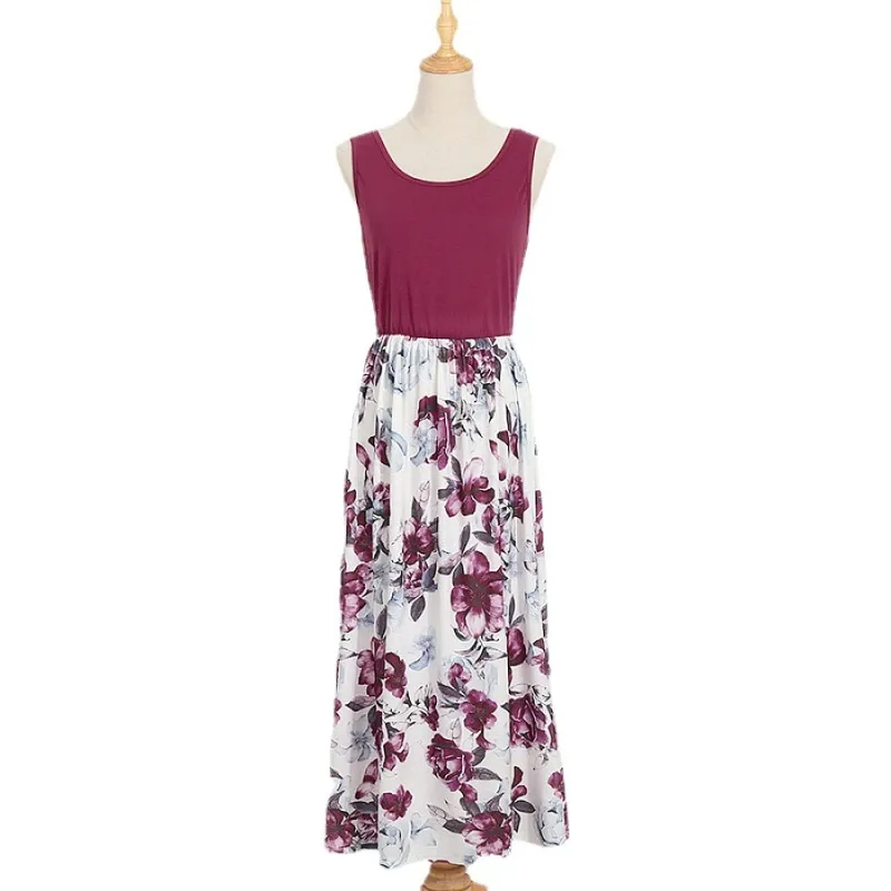 Fashion Summer Vacation Floral Printed Mother-Daughter Family Maix Dress