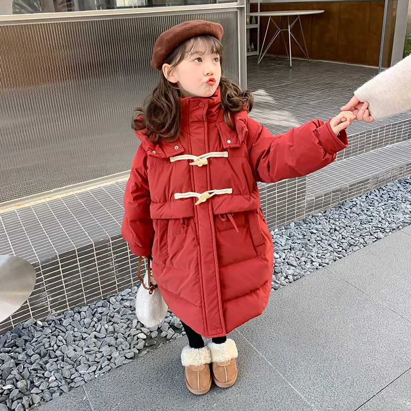 Kids Toddler Big Girls Winter Fashion Casual Solid Color Zipper Stand Collar Hooded Down Coat