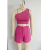 Women'S Fashion One-Shoulder Crop Top + Shorts Two-Piece Set