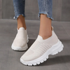 Women Fashion Casual Plus Size Solid Color Thick-Soled Woven Sneakers