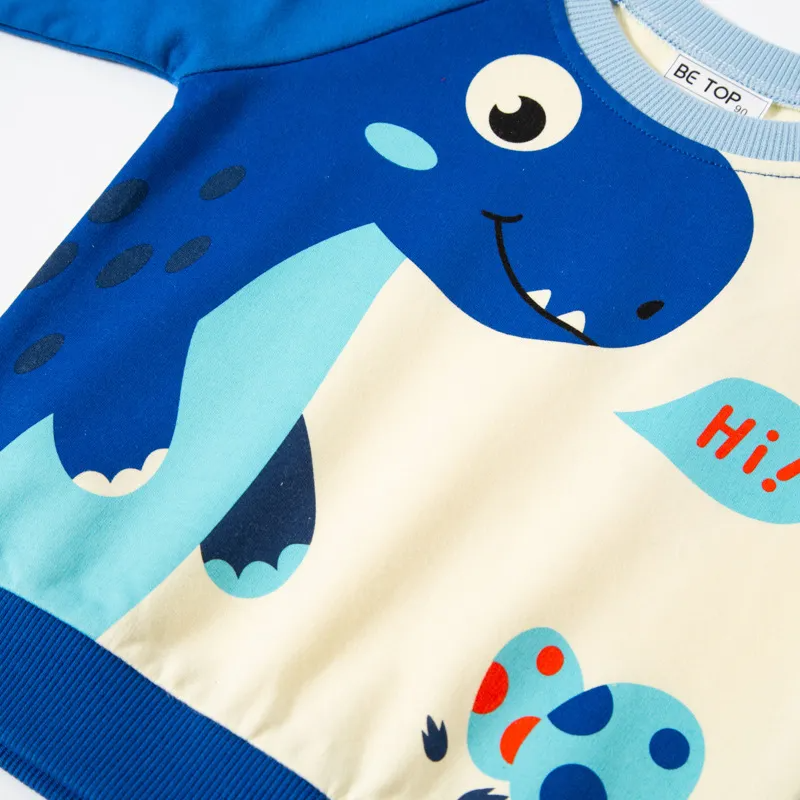 Children Kids Teen Fashion Boys Casual Long Sleeve Cartoon Dinosaurs Print Sweatshirt Top