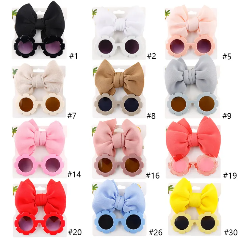 Kids Cute Sunglasses Space Cotton Solid Color Hairband Fashion Set