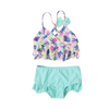 Children Kids Baby Fashion Girls Cute Dragonfly Print Split Swimsuit 2pcs Set