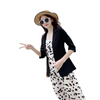 Plus Size Women Casual Solid Color Crop Sleeve Lapel Blazer