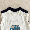 (Buy 1 Get 1) Kids Toddler Girls Boys Summer Basic Cute Pure Cotton Solid Color Cartoon Car Sleeveless Round Neck T-Shirt