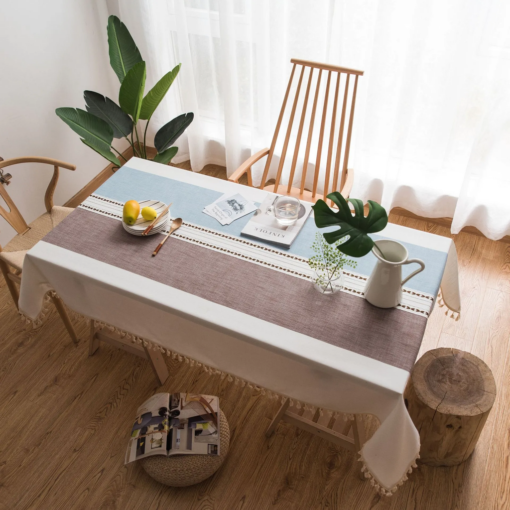 Waterproof Rectangle Strip Pattern Tablecloth