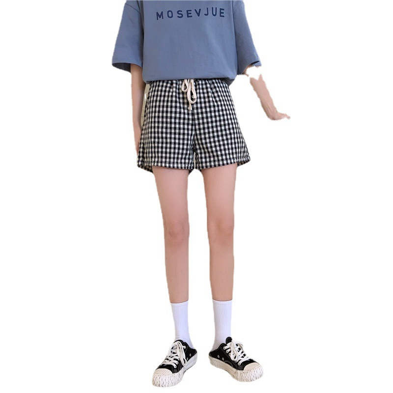 2 Pieces  Women'S Fashion Casual Plaid Loose Shorts